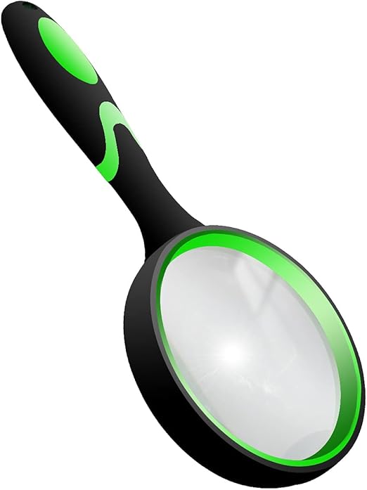 10X Shatterproof Magnifying Glass 10X Large Handheld Magnifying Glass for Seniors Kids 75mm Magnifying Lens with Non-Slip Rubber Handle Magnifier Glass for Reading Science Insect Hobby Observation