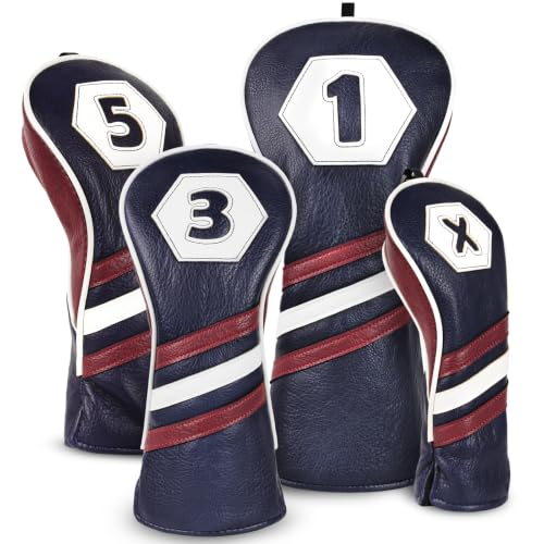4PCS Retro Stripe Golf Club Head Covers Set