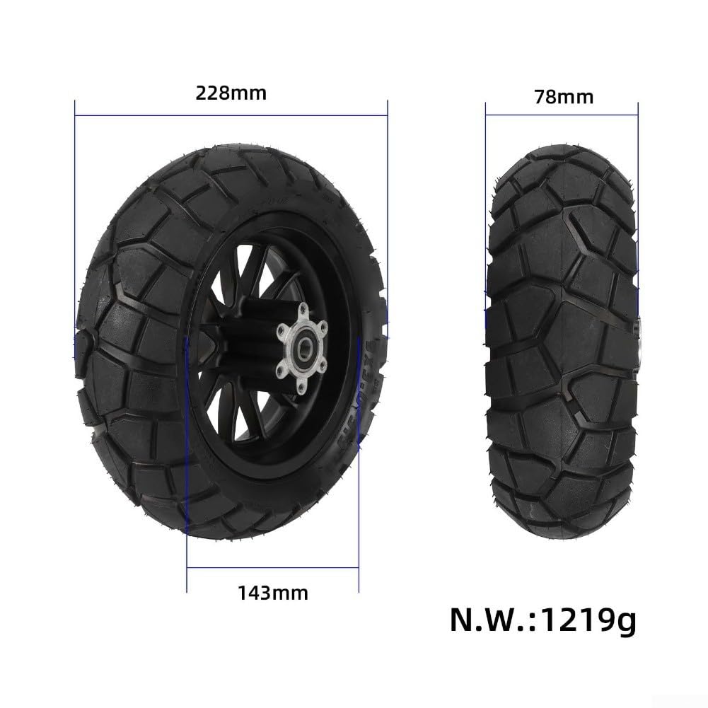 Roues de trottinette électrique, pneus avant et arrière 9 x 3,0-5,5 sans chambre à air pour scooter Kukirin G2 Pro DB (roues + pneus noirs)
