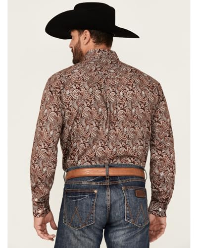 ROPER Western Shirt Mens L/S Paisley Cotton Wine 03-001-0326-1013 WI4