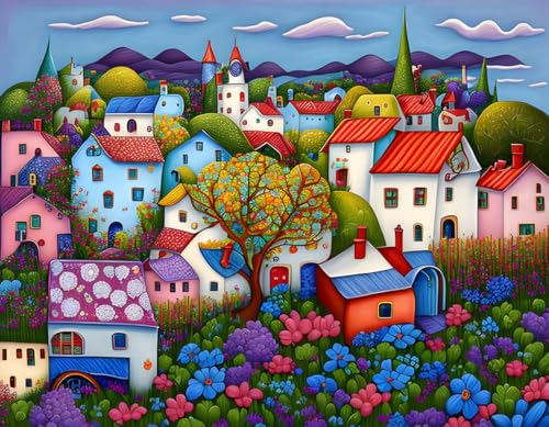 Peinture sur toile maisons de ville pour illuminer votre salon