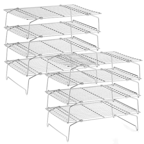 LIANYU 4-Tier Stackable Cooling Rack for Cooking & Baking, 10"x15", 2 Pack