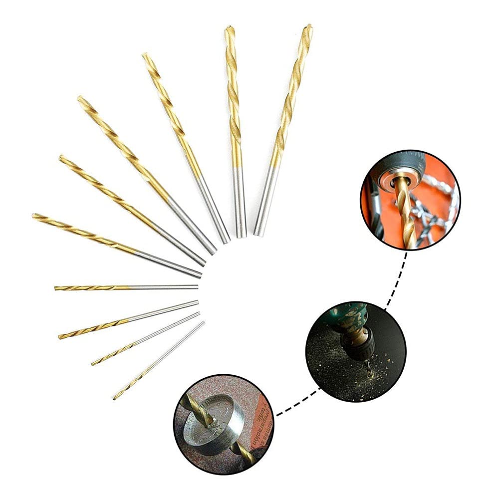 Juego de brocas 50/99 piezas Brocas de titanio HSS recubiertas 1,5 mm - 10 mm Juego de brocas de alta velocidad HSS de acero inoxidable para herramientas de taladro eléctrico (100PS) ( 100PS)