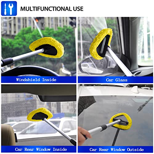 Manducary Extendable Longer Windshield Cleaning Tool, Stronger Absorbent Car Window Cleaner With 5 Pcs Washable Pads And 2 Pcs Spray Bottles, Multifunctional Use Windshield Cleaner Tool Kit #TOP4