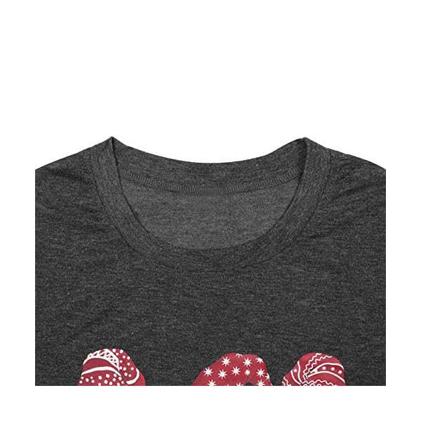 Christmas Gnome T Shirt Women Funny Graphic T-Shirt Gnomes Tee Short Sleeve Tops Holiday Clothes Red Grey