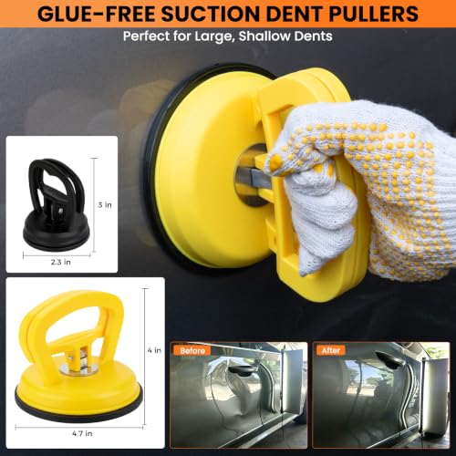 Image of 158pcs Car Dent Puller Kit, Paintless Dent Repair Kit with Golden Lifter, Dent Remover Tool for Car Dents, Hail Damage, Door Ding Repair