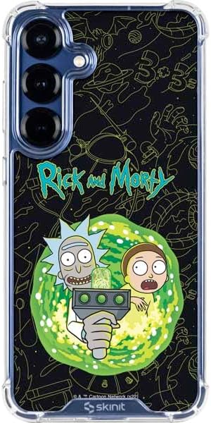 Skinit Clear Phone Case Compatible with Galaxy S25 Plus - Officially Licensed Adult Swim Rick and Morty Rick and Morty All Over Print Design