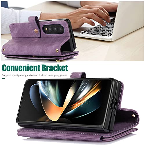 Coque Samsung Z Fold 3 antichoc avec fermeture Éclair et range-carte rouge