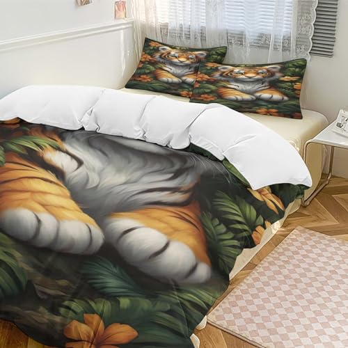 Housse de couette tigre 3D en microfibre premium douce King 220x240cm - 5