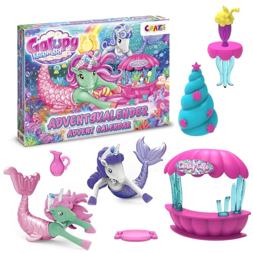 CRAZE Calendario De Adviento Con Juguetes Para Niñas, Regalo Con Sorpresas, Sirenas Galupy, Cuenta Atrás De Diciembre, Juguete Divertido Para Niños Y Niñas