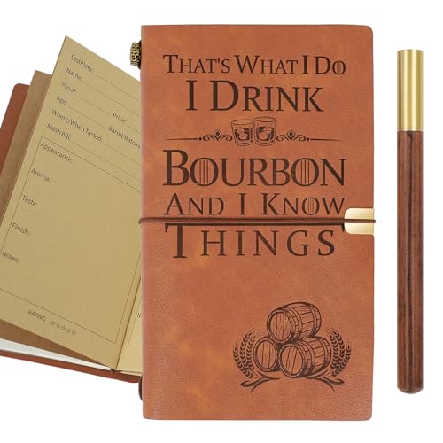 Cuaderno de cuero Bourbon y bolígrafo de lujo para hombres
