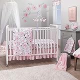 Bedtime Originals Blossom Pink Watercolor Floral 3-Piece Baby Crib Bedding Set