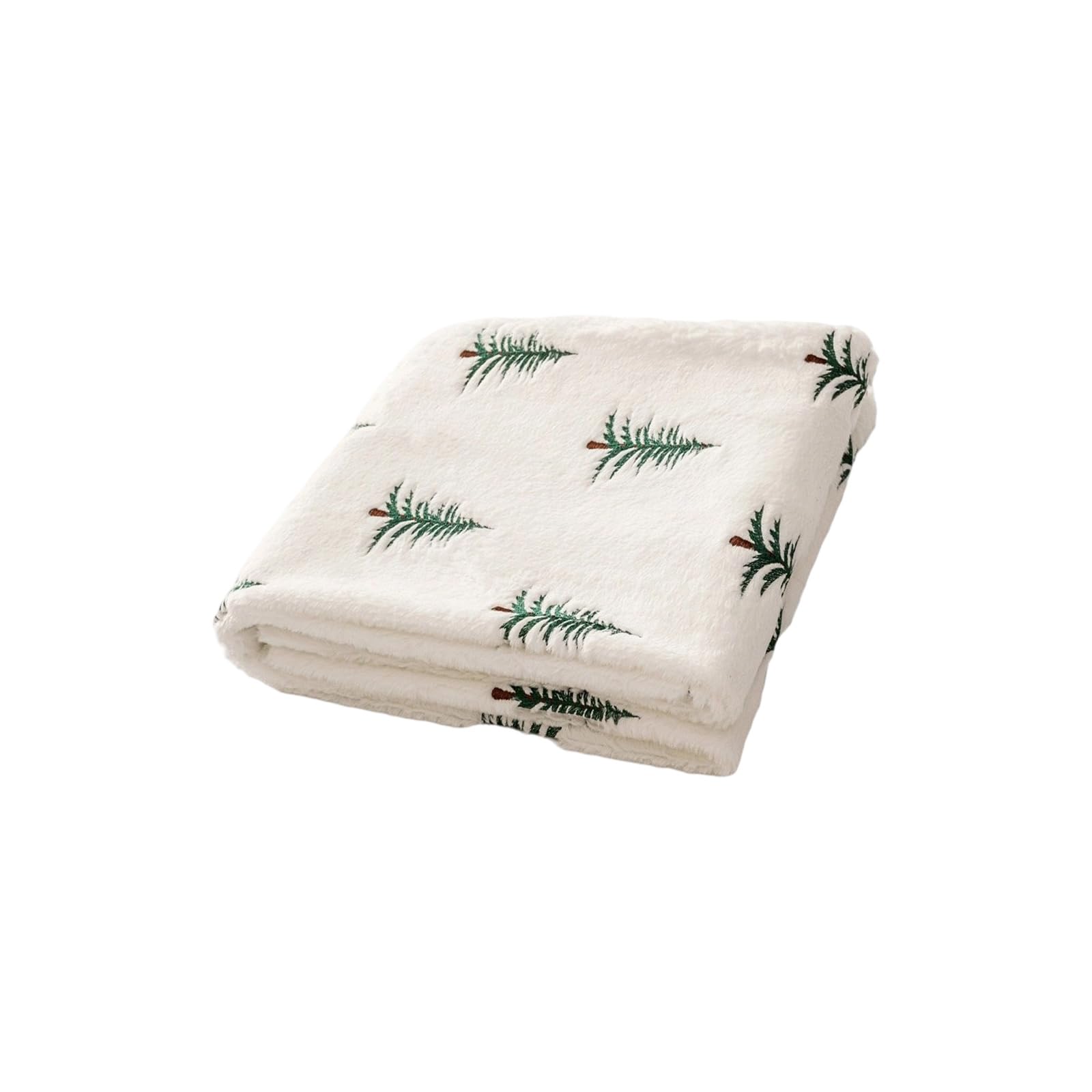 Manta navideña bordada con patrón de pino para decoración de sofá, cama, manta de felpa de felpa de Navidad