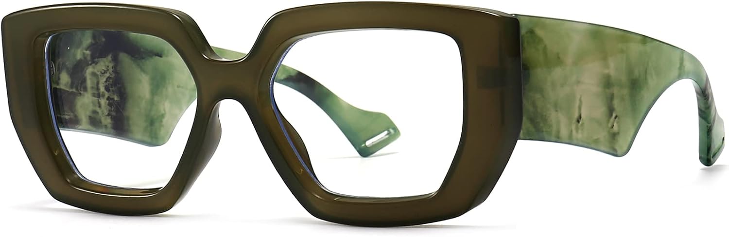 Thick Frame Blue Light Glasses for Women Men Fashion Oversized Square Computer Gaming Eyeglasses