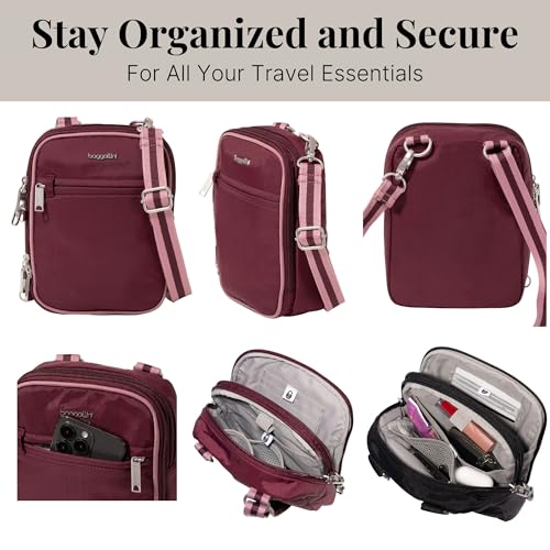 Image of Baggallini Securtex Anti-theft Mini Everything Crossbody Bag, 6.3 inchx8.25 inch Rfid, Locking Zippers & Cut-resistant Strap