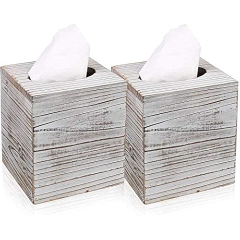 Hossejoy Square Tissue Box Cover with Slide-Out Bottom Panel. Perfect for Bathroom Vanity Countertops, Bedroom Dressers, Night Stands, Desks and Tables (Pack of 2) Cover