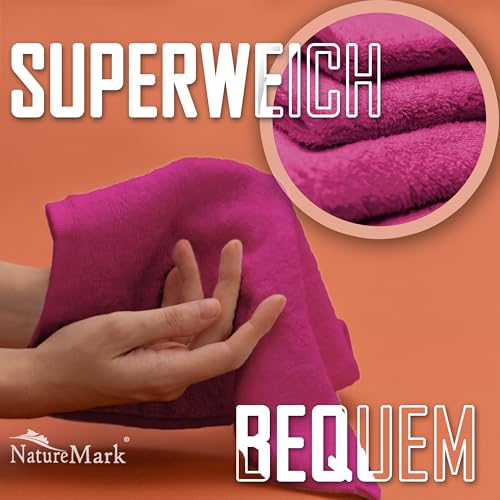 NatureMark 10er Set Frottee Waschlappen – 100% Baumwolle, weich & saugfähig – 30×30 cm, Pink – Ansicht 4