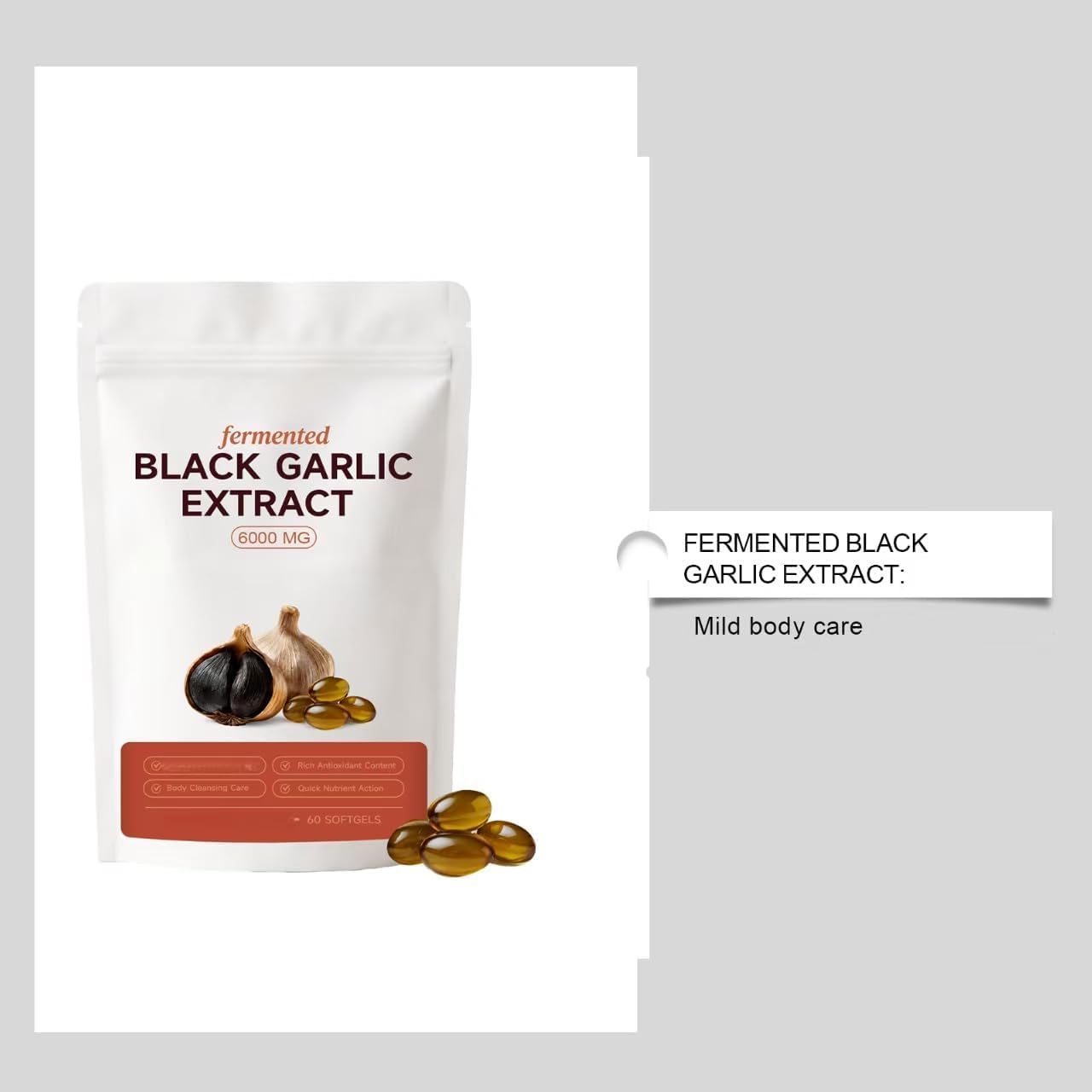 Estratto di aglio nero invecchiato fermentato︱Aglio nero naturale | Contribuisce al mantenimento dei normali livelli di energia durante il giorno, per uomini e donne