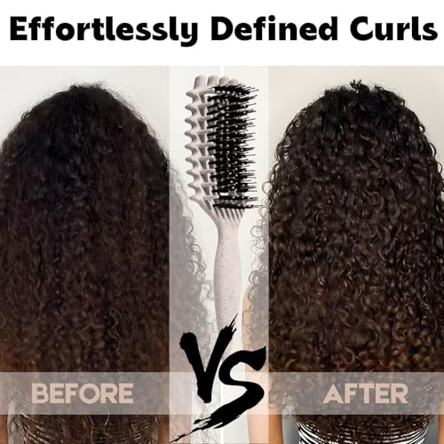 Image of Curly Hair Brush Candybrush Curl Defining Brush for Detangling Shaping and Defining Curls for Women, Men, Wet & Dry Hair (Black Beige)