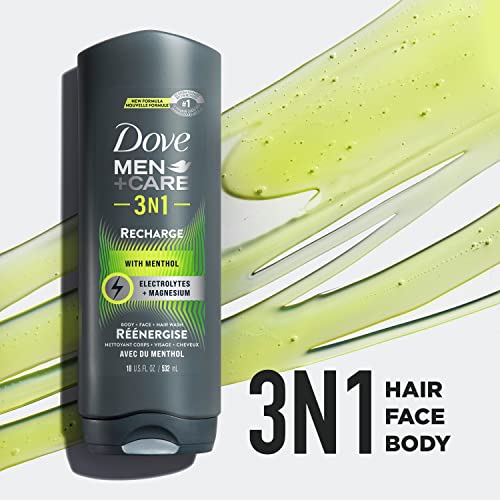 Dove Men+Care Post-Workout Body Wash 3N1 Recharge 4 Count For Men With Menthol, 18 Oz #TOP2