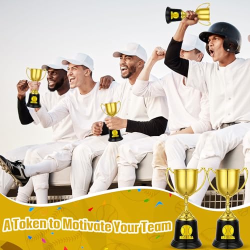 image for Lenwen 12 Pcs 9 Inch Baseball Softball Gold Trophies Award Cup with 20