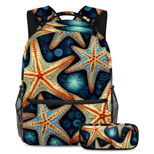 Sac à dos esthétique sea starfish grand format idéal pour le collège et lycée