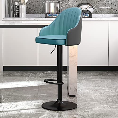 Juego de 2 taburetes de bar giratorios de piel sintética con respaldo ajustable, patas de metal negro, perfectos para bares, bistrós y restaurantes