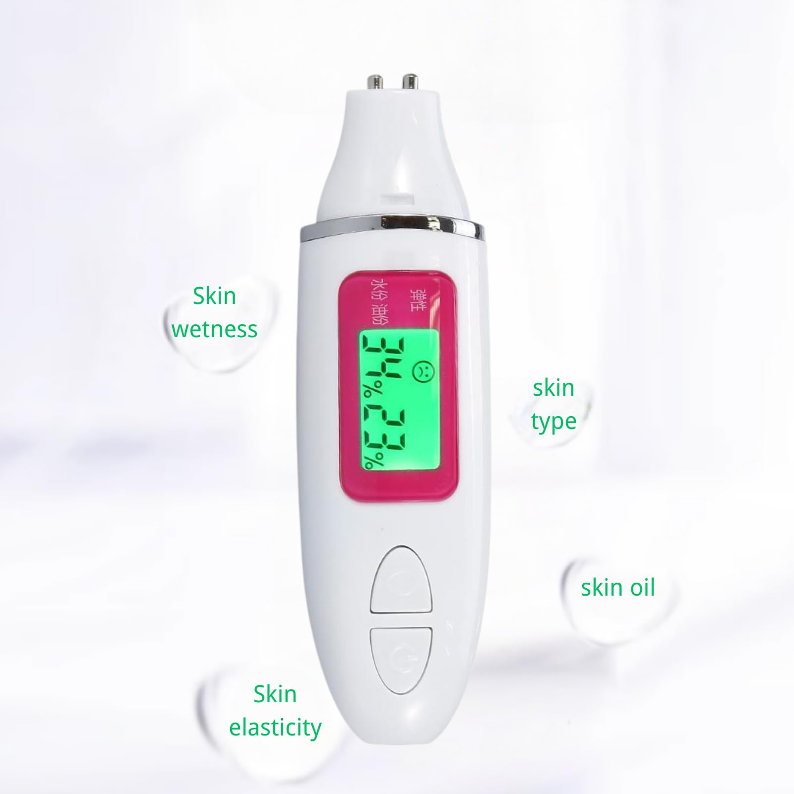 DEWIN Tester di Idratazione della Pelle Moda Tester di Umidità dell'acqua Pelle di Olio del Corpo Display Cristalli Liquidi Meter Sensore di Pelle Analizzatore