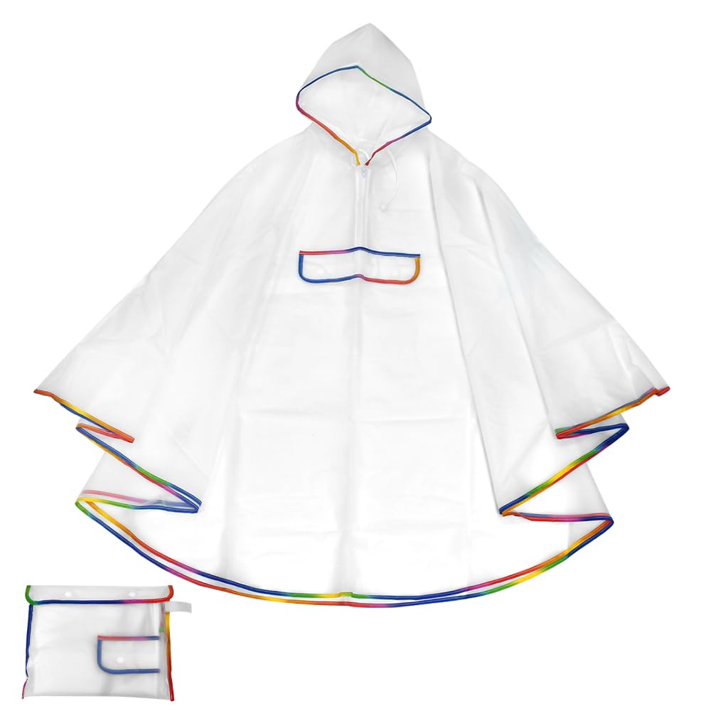 Poncho Pluie Imperméable Cape de Pluie Femme Pliable en EVA Réutilisable avec Sac de Rangement Poncho Imperméable Transparent Vetement Femme pour Velo, Randonnée (Coloré)