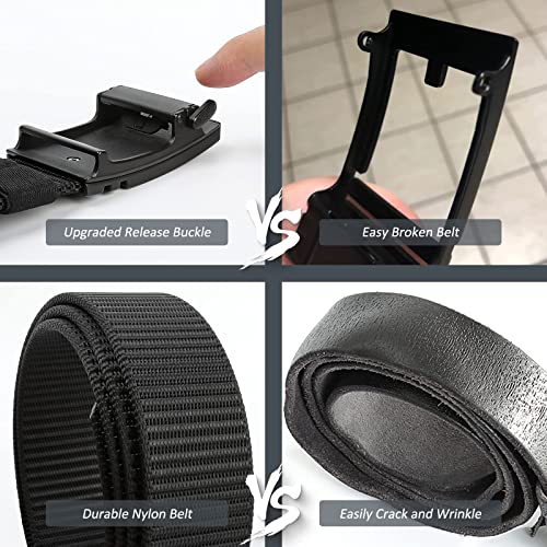 Wonday Men's Nylon Ratchet Belt, Adjustable Golf Web Casual Durable Jeans Belt With Automatic Slide Buckle (Black, S) #TOP2