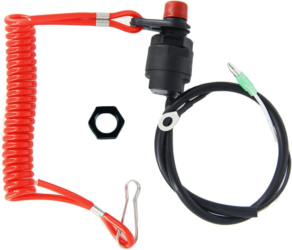 Boat Outboard Switch Engine Motor Lanyard Kill Urgent Stop Button, Safety Connector Cord Compatible for Yamaha Suzuki Honda Tohatsu Hidea
