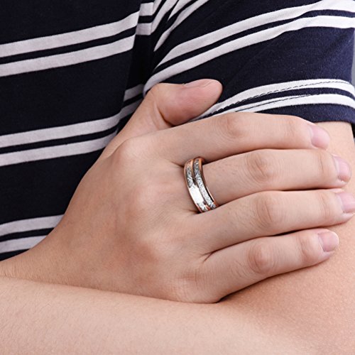 Image of THREE KEYS JEWELRY Tungsten Wedding Band Meteorite Inlay for Men Women