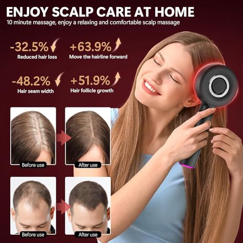 Image of Arvox Oil Applicator Comb|Red Led Light Therapy |Boost Hair Growth| Reduce Dandruff | Relieve Stress |High Vibration Corded Electric Scalp /Head Massager | 6 ML Oil Tank | 3 Hr Run-Time| Type-C