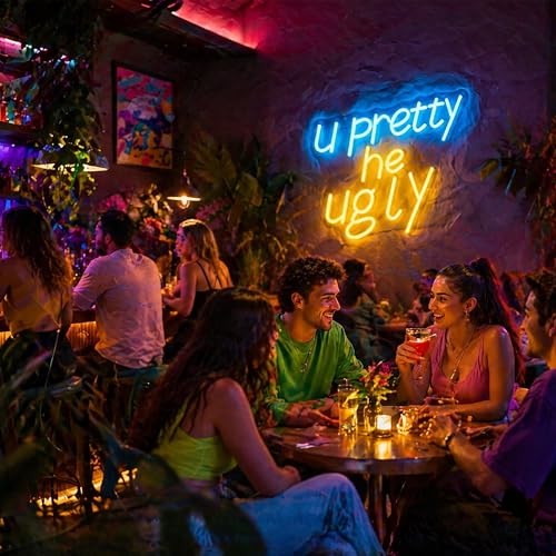 Image of Your Pretty He Ugly Neon Sign for Wall Decor Light Up Sign Led Signs for Room Party Home Wall Decor USB Powered