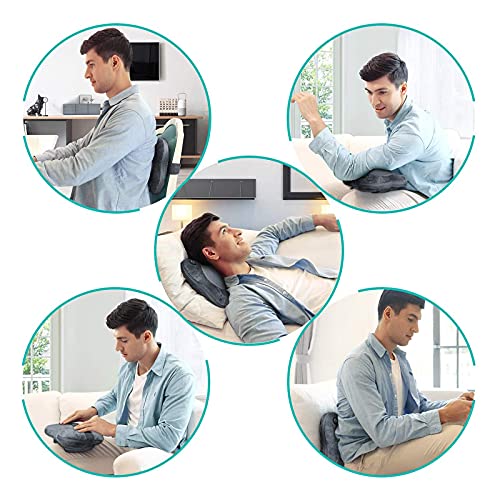Massagekissen Shiatsu Massagegerät mit 3D-rotierenden Massageköpfen und Infrarot Wärmefunktion Masseur Massage für Nacken Schulter Rücken im Büro Zuhause(Grau Flauschiger Hülle) - Image 6