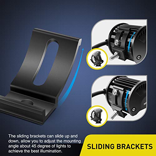 Image of Nilight 2PCS Base Mounting Brackets Universal Slide Bracket Kits for LED Light Bar, Model: 90035B