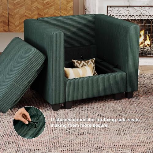 Sillón Plegable Verde de Corduroy miniatura 3
