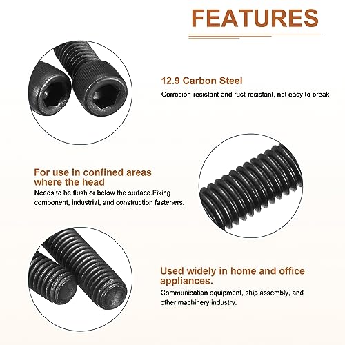 DTGN 5/16-18x1-1/4" Socket Head Cap Screws Bolts, 20Pcs 12.9 Grade Alloy Steel, Machine Hex Socket Screw, Hex Drive - Image 4