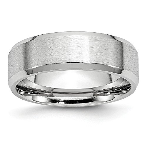 Solid Cobalt Beveled Edge 7mm Plain Classic Wedding Brushed Matte Finish Band Ring