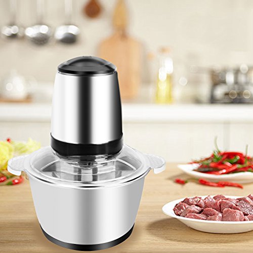 SSLine Mini Food Processor 2L Stainless Steel Meat Grinder Kitchen Electric Food Chopper