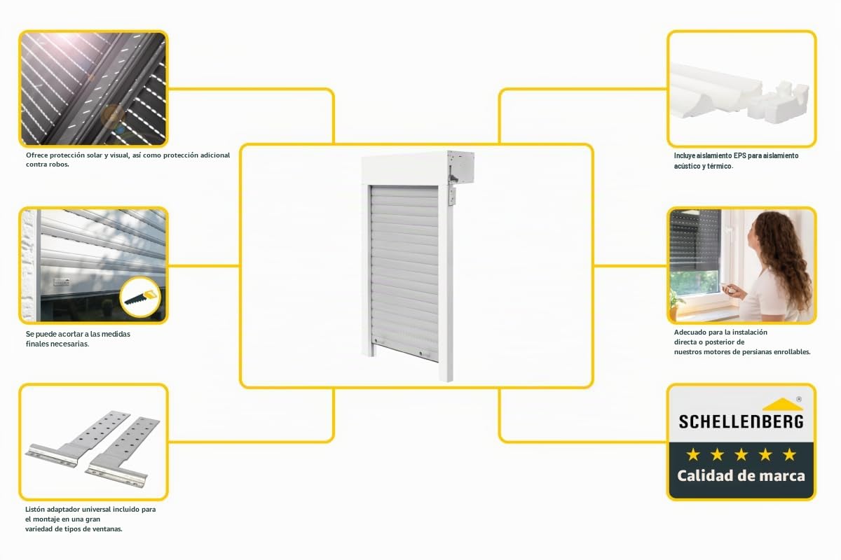Schellenberg 20097 Juego de persianas enrollables para ventanas, 80 x 100 cm, blanco/gris