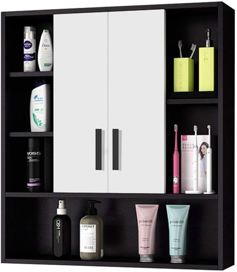 Wall-Mounted Bathroom Mirror Cabinet with Shelf, Waterproof Medicine Storage, White, 80x14x80cm