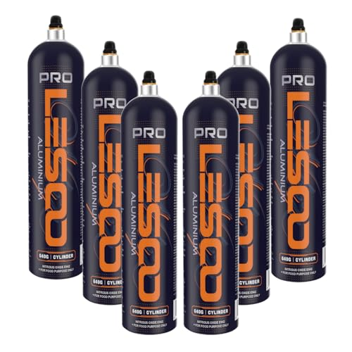 LesooWhip 640g Cylinder Aluminum Whip Creme Chargers For Cream Dispenser (6 Count)