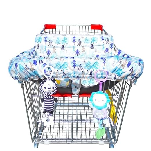 XiOiOiX 2 in 1 Shopping Cart Cover&High Chair Cover for Restaurant Seat, Grocery Cart Cover for Baby Infant Toddler Girl/Boy Reversible, Machine Washable (Blue)