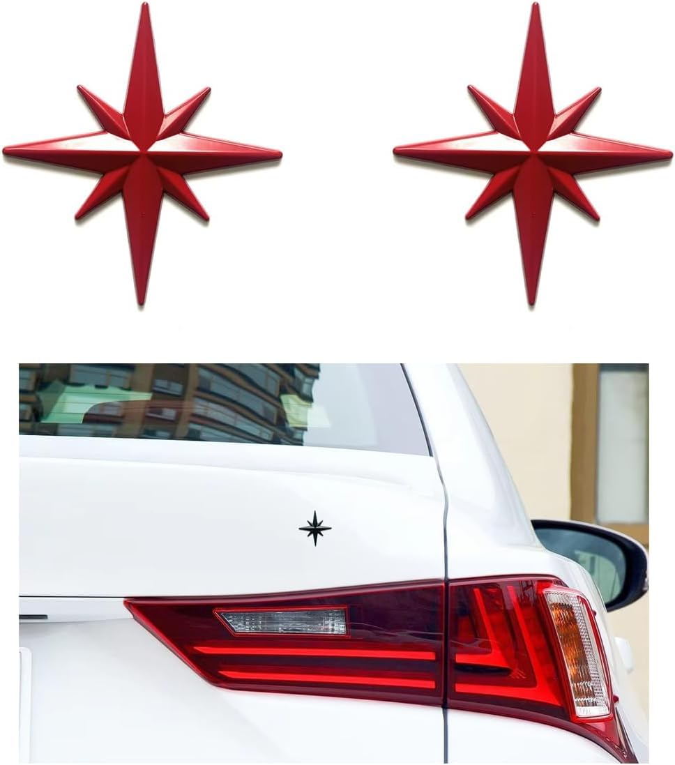Tryagat 2Pcs Car Sticker Compass Star for BMW X1 U11 Hybrid iX1 U11 EV 2022 2023 2024, 3D Metal Emblem Badge Decal Waterproof Decorative Auto Exterior Accessories,Red