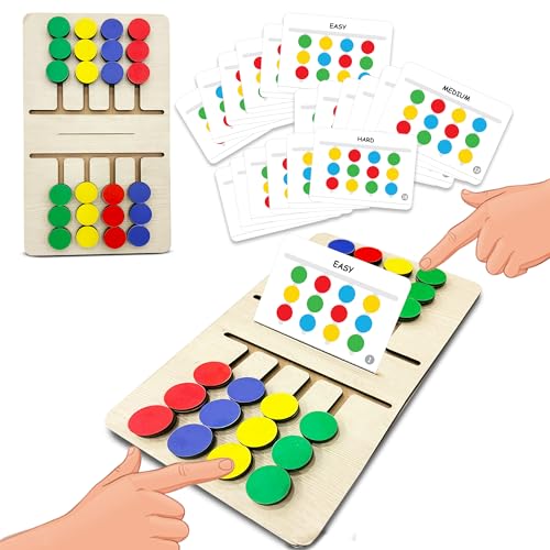 Image of Wembley Montessori Slide Puzzle for Kids 4-8 Years | Wooden Color & Pattern Matching STEM Educational Learning Toy | Brain Teaser Logic Activity | 2 Player Indoor Game | Birthday Gift for Boys & Girls