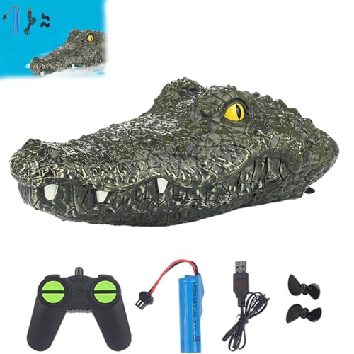 UYHB Remote Control Alligator Head, Floating Crocodile Head, Realistic Floating Alligator Head, Alligator Head Remote Control Boat, 2.4ghz Remote Control Alligator Head for Water (1Pcs)