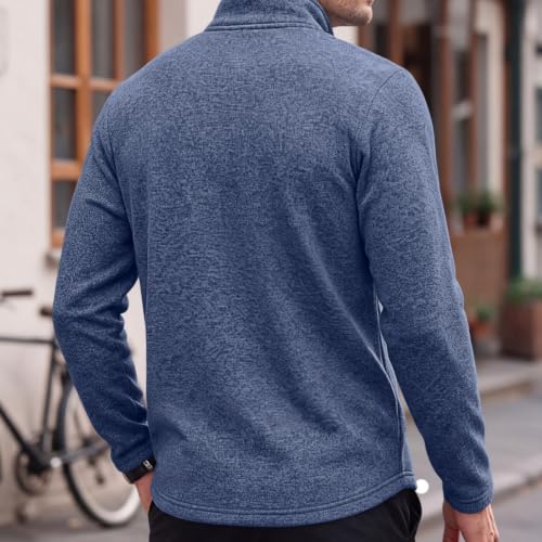 Elneeya 1/4 Zip Pullover Mens Fleece Textured Fashion Fall Sweatshirt - image 3