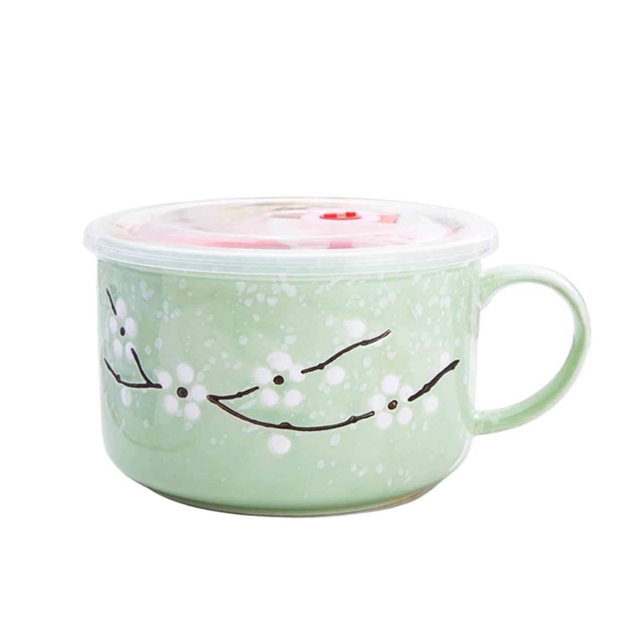Ceramiczna miska do ramenu z pokrywką, duża, bezpieczna w kuchence mikrofalowej, makaron instant i miska do zupy do użytku domowego i akademika