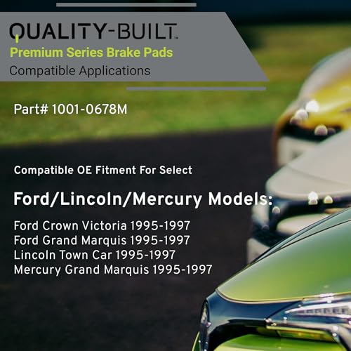 Image of QUALITY-BUILT Front Semi-Metallic Brake Pads, Premium 1001-0678M, Compatible with 1995-1997 Ford /Lincoln /Mercury (Crown Victoria,Grand Marquis,Town Car)